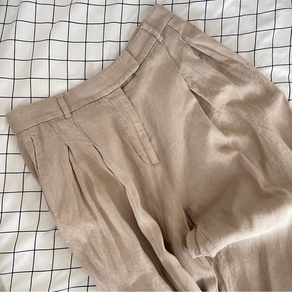 Free People wife leg linen Cream Tan Pants Size 0 - Picture 5 of 5